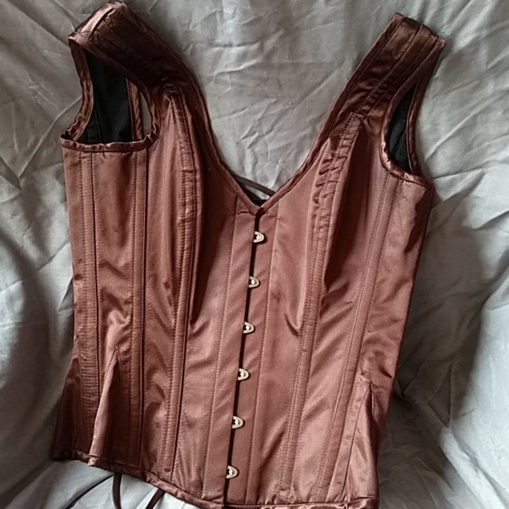 Beautiful brown steel-boned corset 26